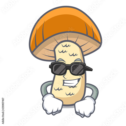 Super cool orange cap boletus mushroom character cartoon