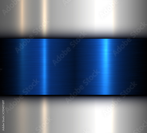 Metal background, blue brushed metallic texture