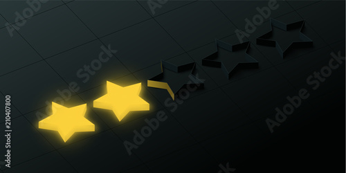 Black bad rating background with two gold stars.