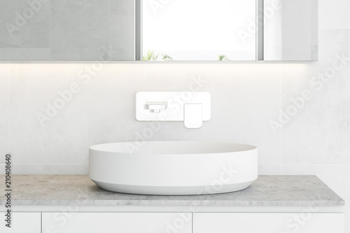White stylish bathroom sink  mirror