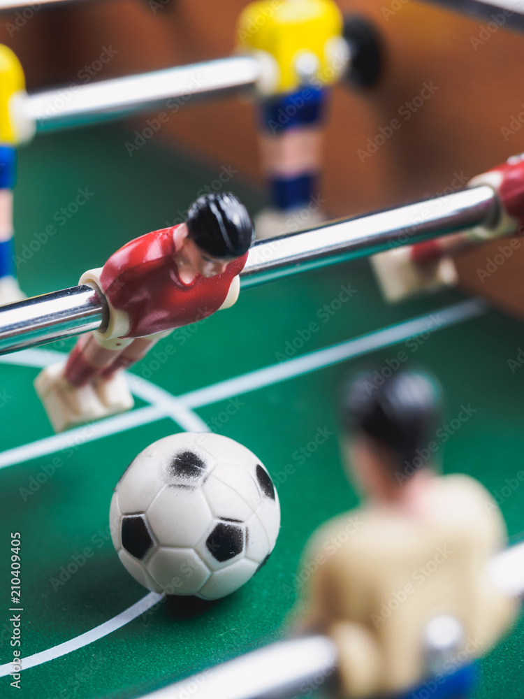 Fototapeta premium Mini table football foosball soccer with players and ball