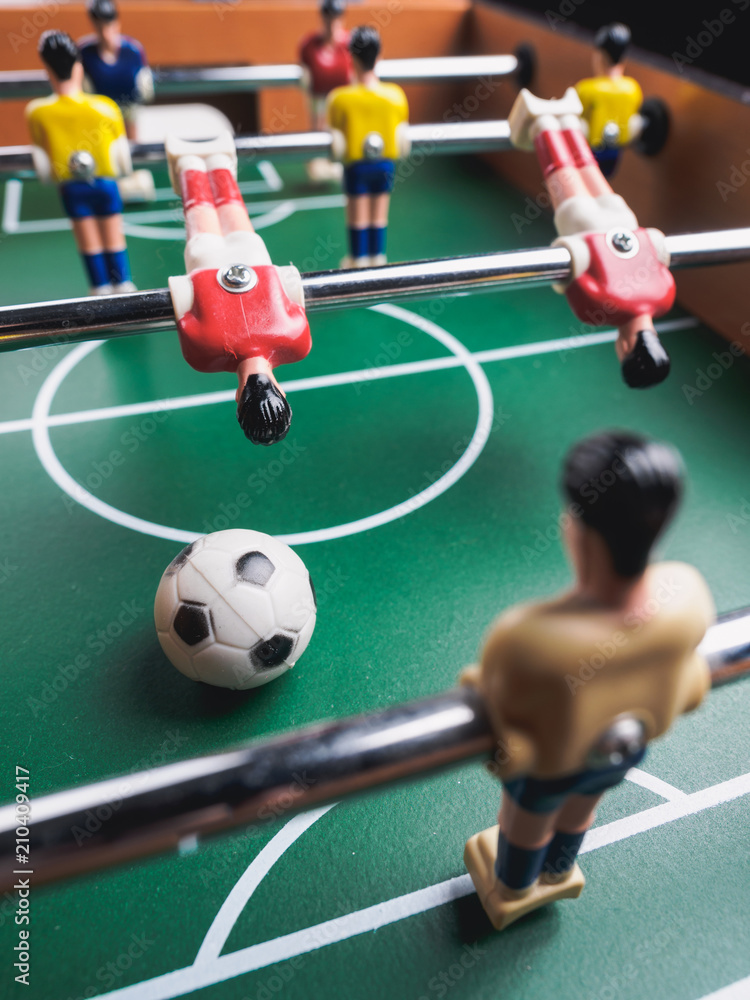 Fototapeta premium Mini table football foosball soccer with players and ball