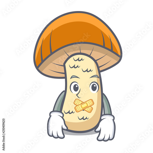 Silent orange cap boletus mushroom mascot cartoon
