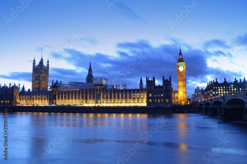 Canvas Print Big Ben in London city, United Kingdom. dark scene sunset