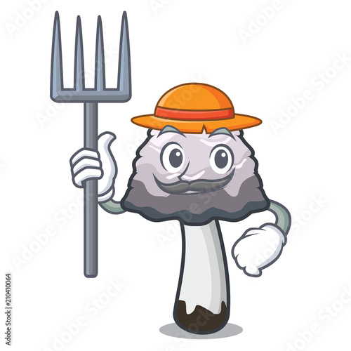 Farmer shaggy mane mushroom character cartoon