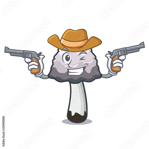 Cowboy shaggy mane mushroom character cartoon