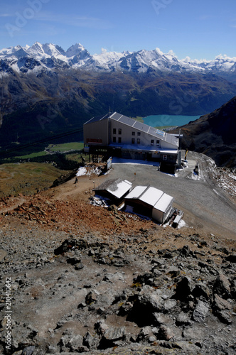 Swiss alps panoramic view from the top of Piz Nair | Alpenpanorama vom Gipfel des Piz Nair ob St. Moritz mit Blick ins Oberengadin.