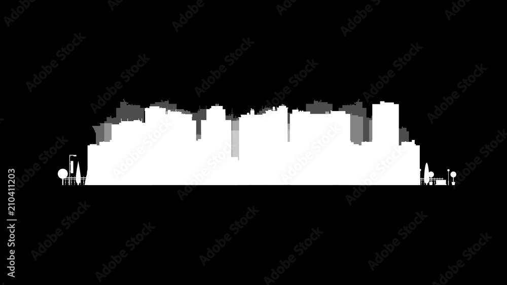 Vector city silhouette. Cityscape background. Illustration of architectural building in panoramic view. Modern city skyline. Big city streets. minimalistic style.