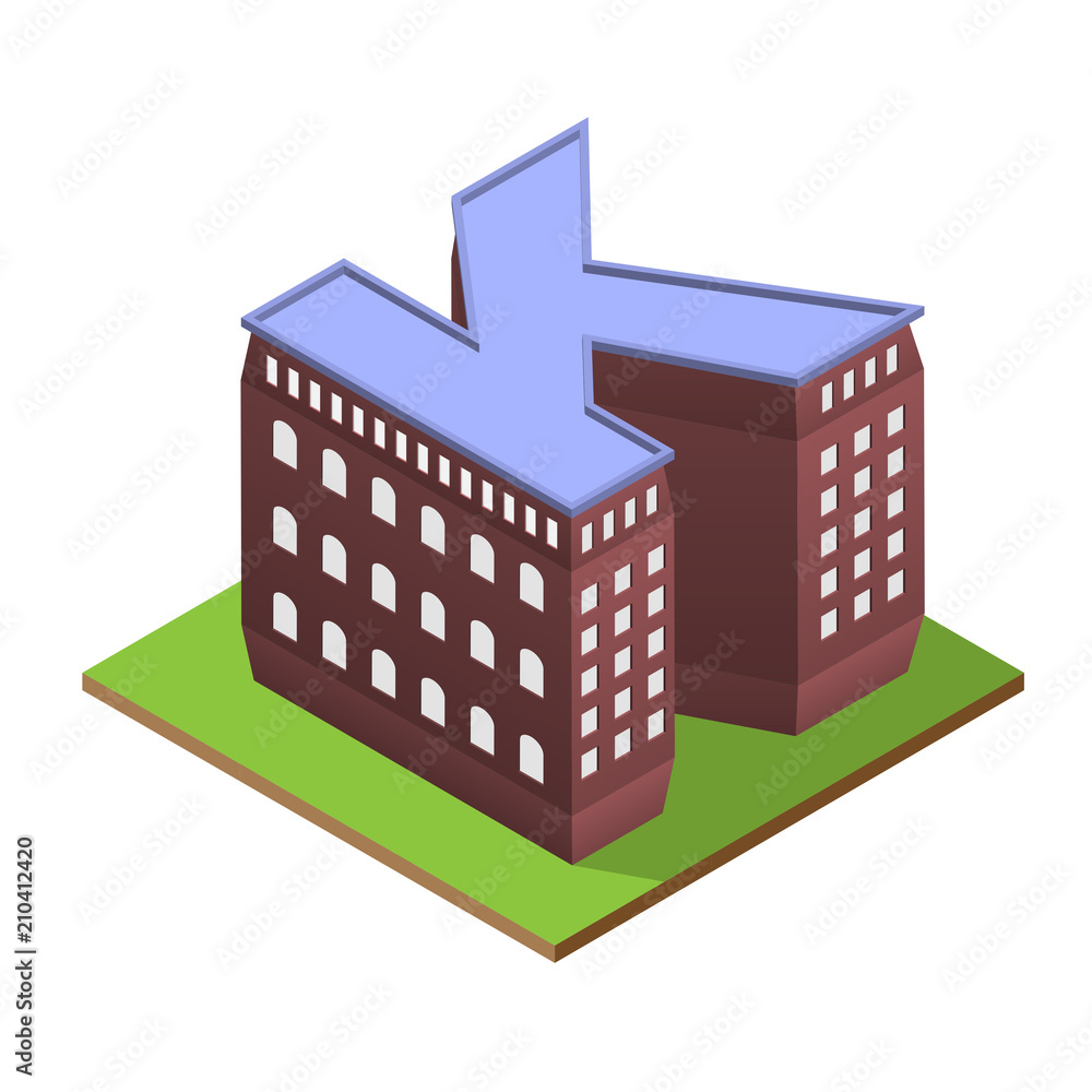 Isometric building letter K form Isometric building letter K form