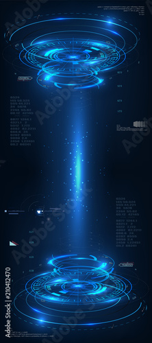 Abstract vector blue technology concept. background illustration  Shiny technological HUD on space vector background. EPS 10