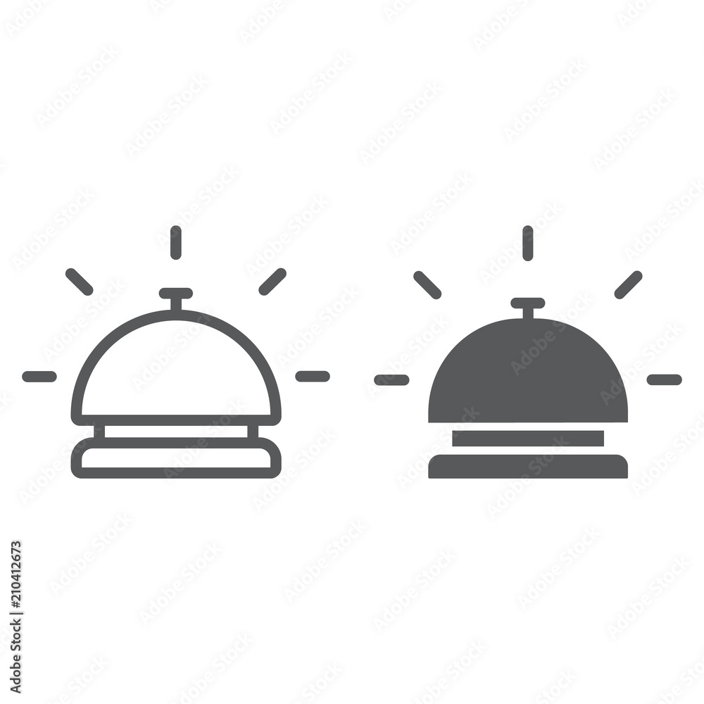 Fototapeta premium Hotel bell line and glyph icon, travel and hotel, reception sign vector graphics, a linear pattern on a white background, eps 10.