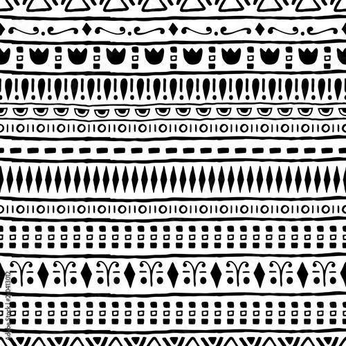 Hand drawn seamless tribal pattern. Abstract ethnic seamless pat