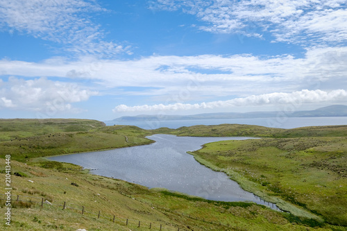 landscape with lake and blue sky