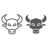Bull line and glyph icon, animal and zoo, cow sign vector graphics, a linear pattern on a white background, eps 10.