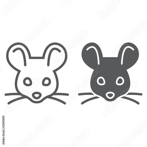 Mouse line and glyph icon, animal and zoo, rat sign vector graphics, a linear pattern on a white background, eps 10.