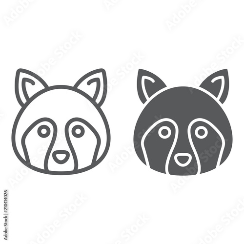 Racoon line and glyph icon, animal and zoo, coon sign vector graphics, a linear pattern on a white background, eps 10.