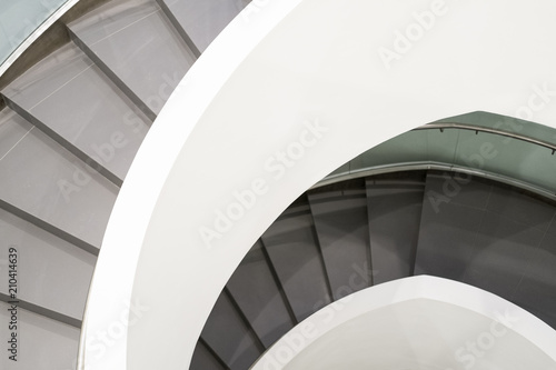 Architecture ladder. spiral staircase in a white glossy black.  stairway.