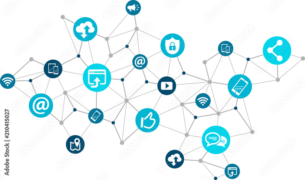 mobile communication / social media marketing challenges design - vector illustration mobile communication / social media marketing challenges design - vector illustration