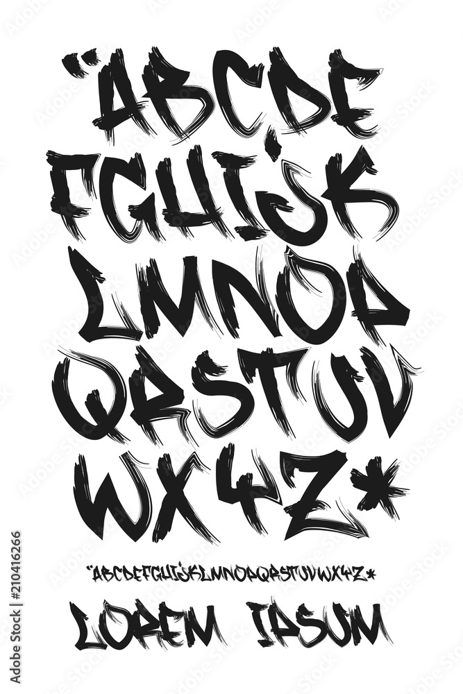 Graffiti marker font - Hand written - Vector alphabet Stock Vector