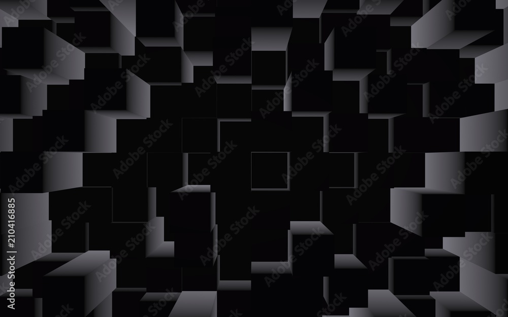 Abstract dark elegant cube geometric background. Chaotically advanced rectangular bars. 3D Rendering, 3D illustration Abstract dark elegant cube geometric background. Chaotically advanced rectangular bars. 3D Rendering, 3D illustration