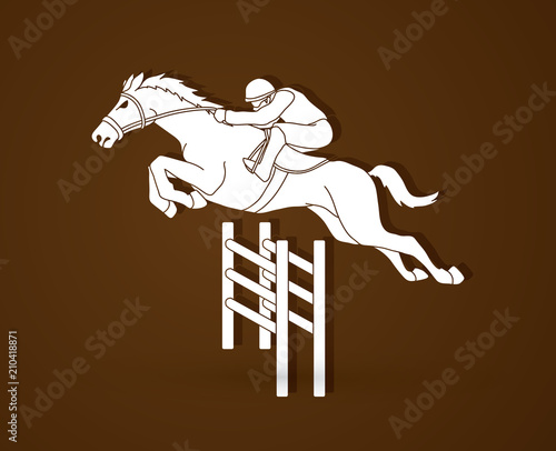 Horse racing ,Jockey riding horse,  graphic vector.