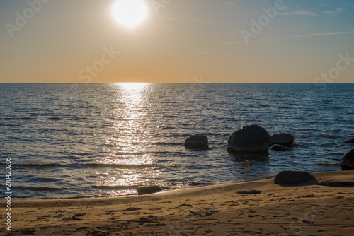 Big stones in the water - peaceful evening seaside