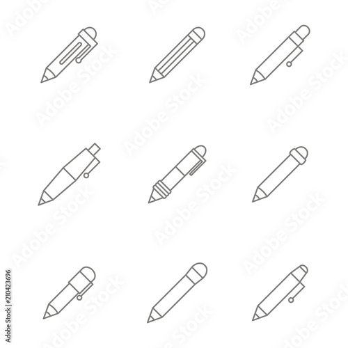 Set of monochrome icons with pen and pencil for your design
