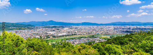 京都の町並みと東山