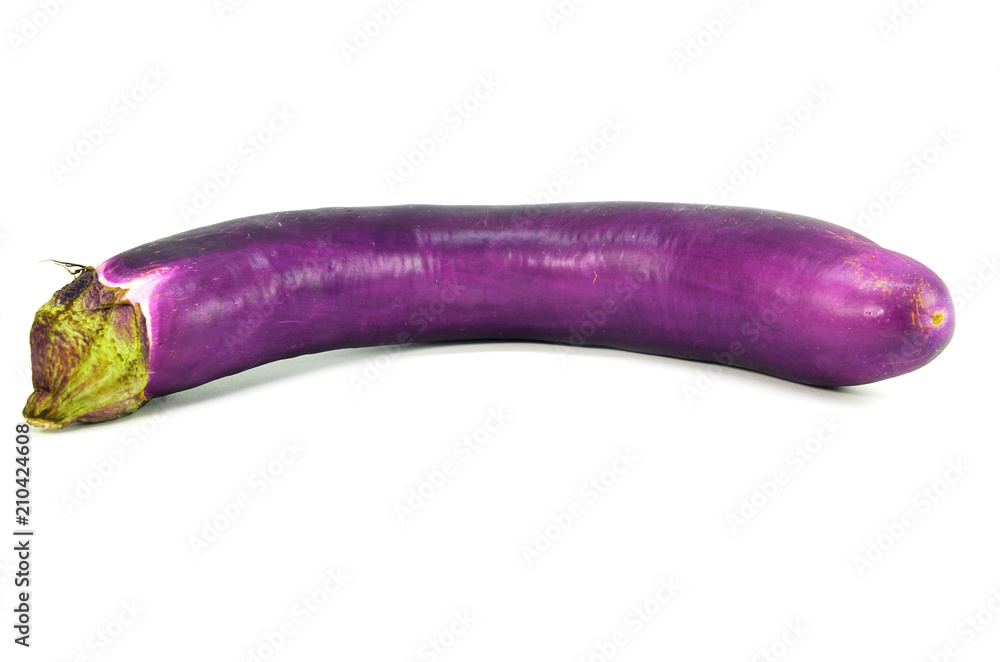 One fresh eggplant with stem isolated One fresh eggplant with stem isolated