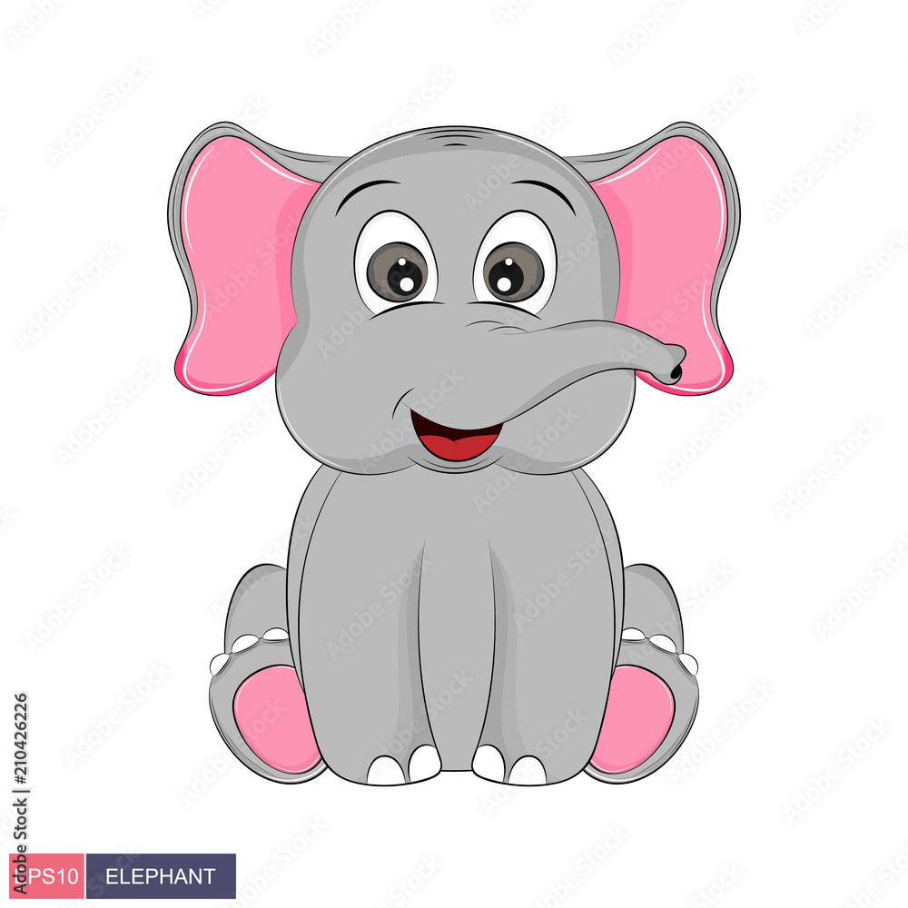 Hand drawn vector illustration of a cute elephant Hand drawn vector illustration of a cute elephant