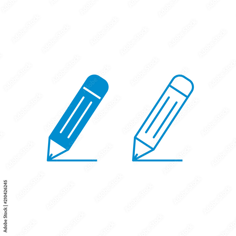 Pencil Icon Set Vector Blue pictogram illustration on white background Pencil Icon Set Vector Blue pictogram illustration on white background