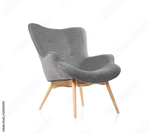Comfortable armchair on white background. Interior element photo