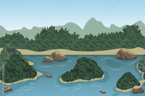 Summer beach landscape scene background