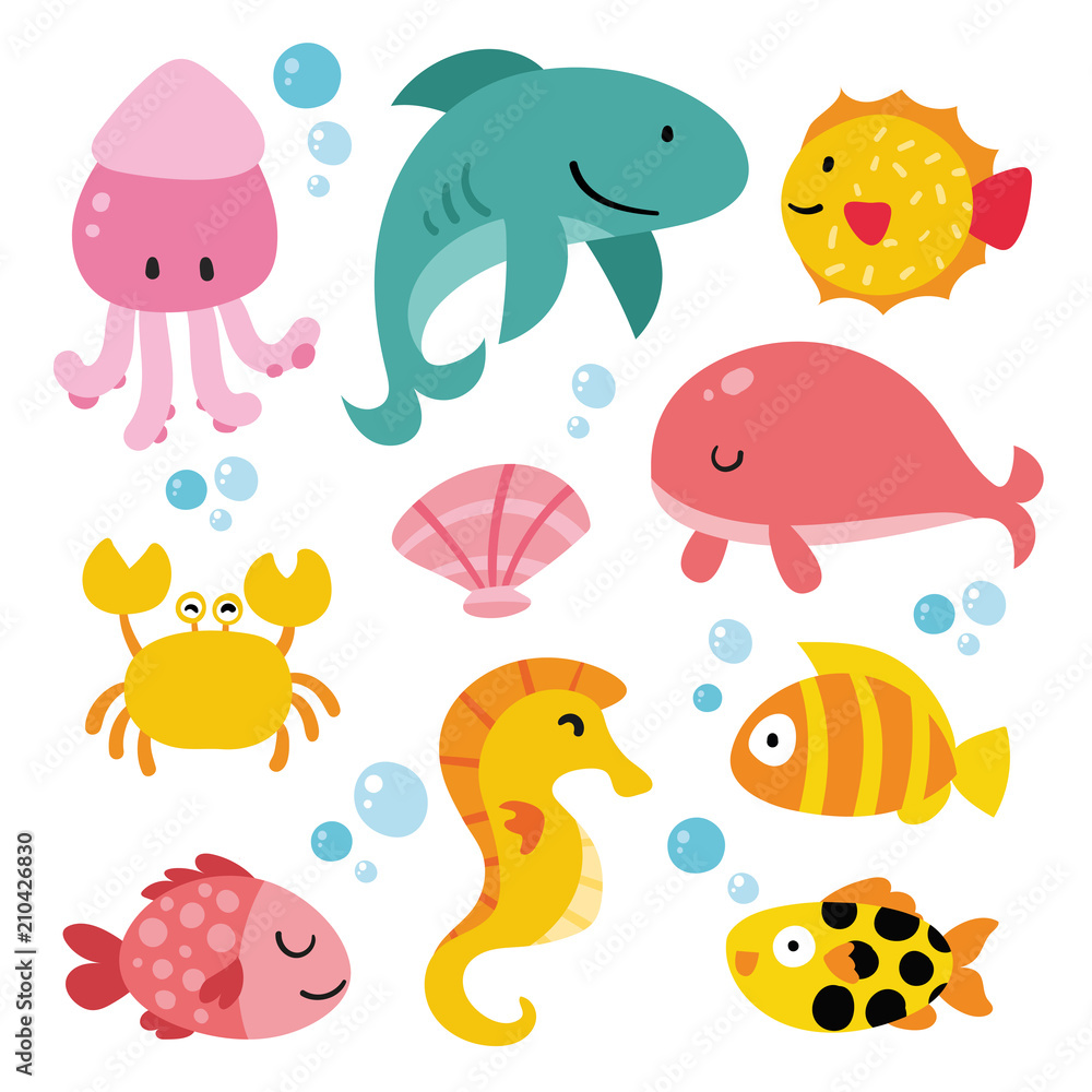 Fototapeta premium ocean animals collection design