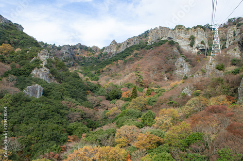 小豆島の寒霞渓の紅葉（香川県、日本）