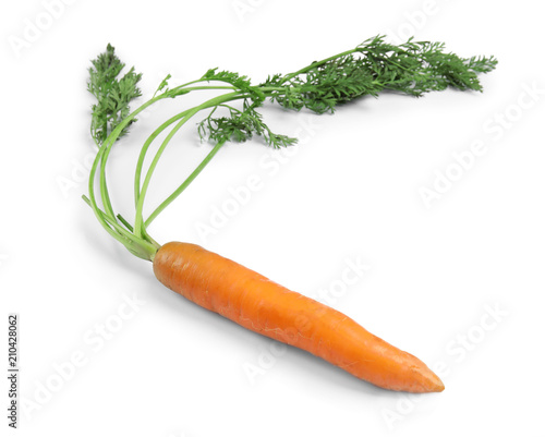 Ripe carrot on white background. Healthy diet