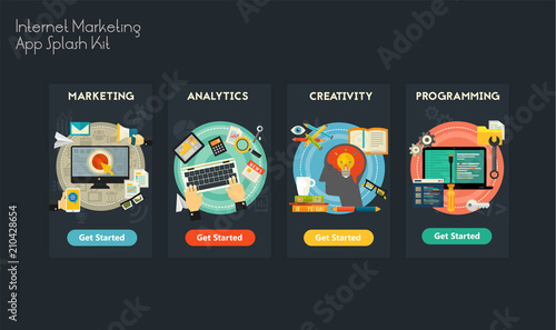 Flat design responsive UI mobile app mockups