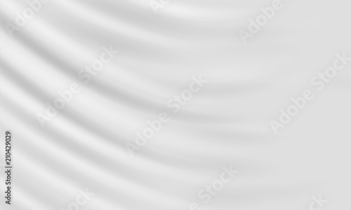 Background with realistic white waving fabric. Clean template for your design. Vector mockup.