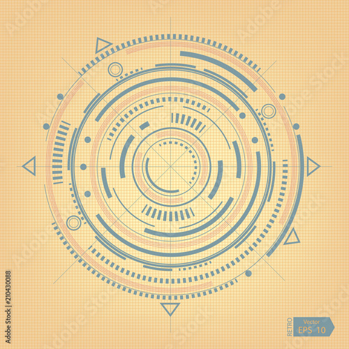 Technical drawing.Mechanical scheme  vector .Technical background