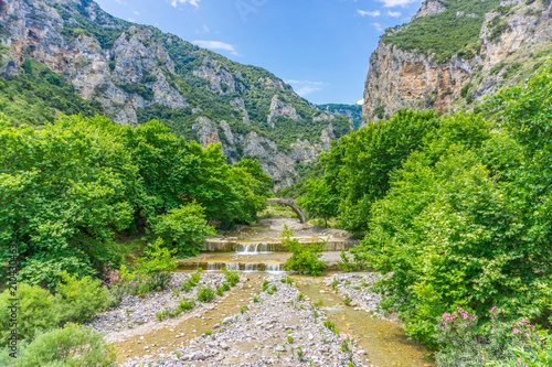 The banks of the river Asopos at the entrance of the gorge near national park of Oiti in central Greece photo