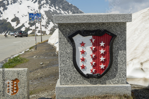 Walliserwappen auf der Furkapasshöhe, ob Realp/Gletsch, Schweiz photo