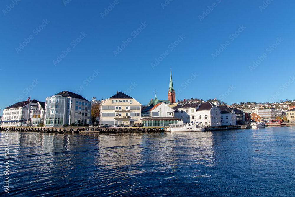 The city of Arendal in Southern Norway, a clear and sunny day. 