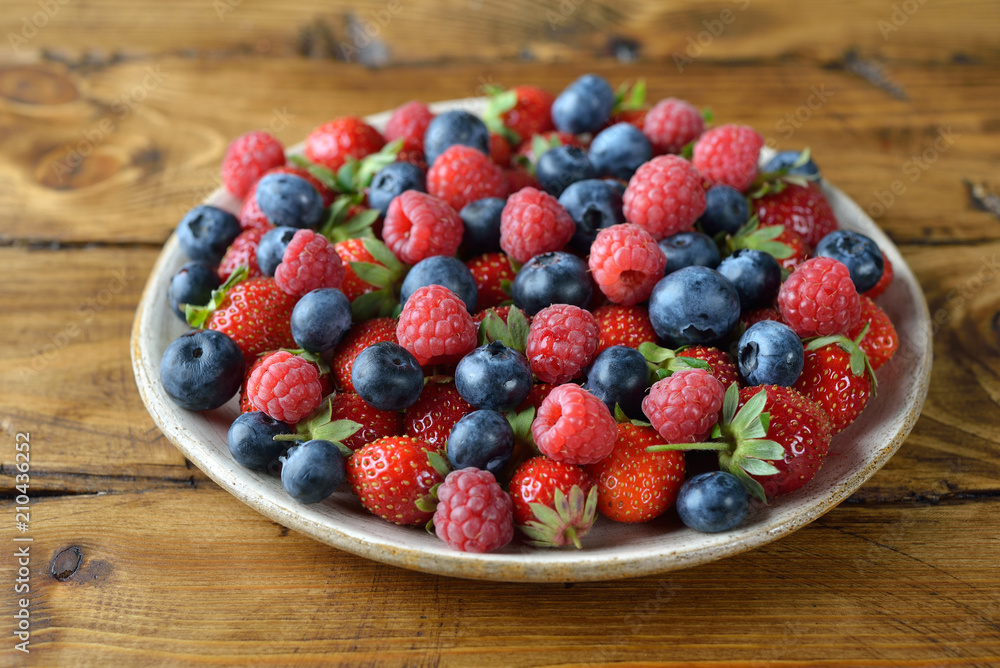 Different berries in a plate