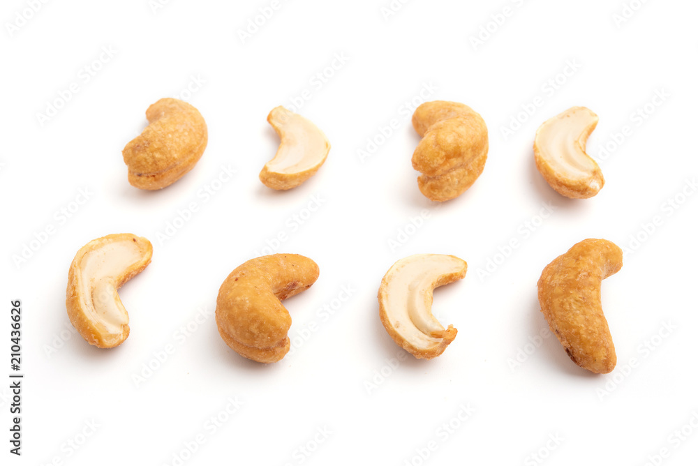 cashew nuts on white background cashew nuts on white background