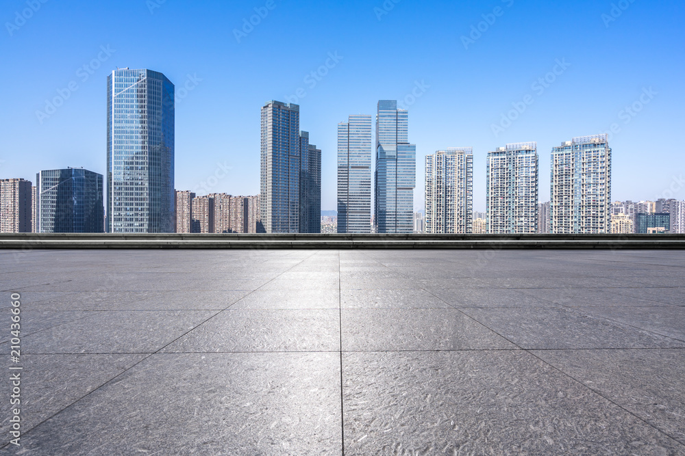 empty square with modern office building