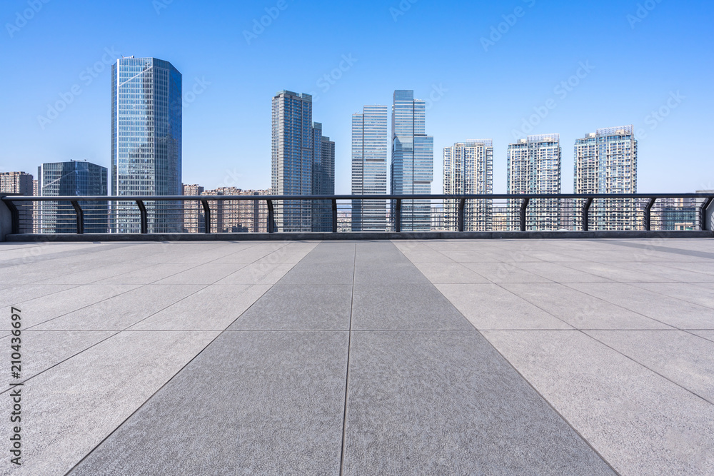 empty square with modern office building