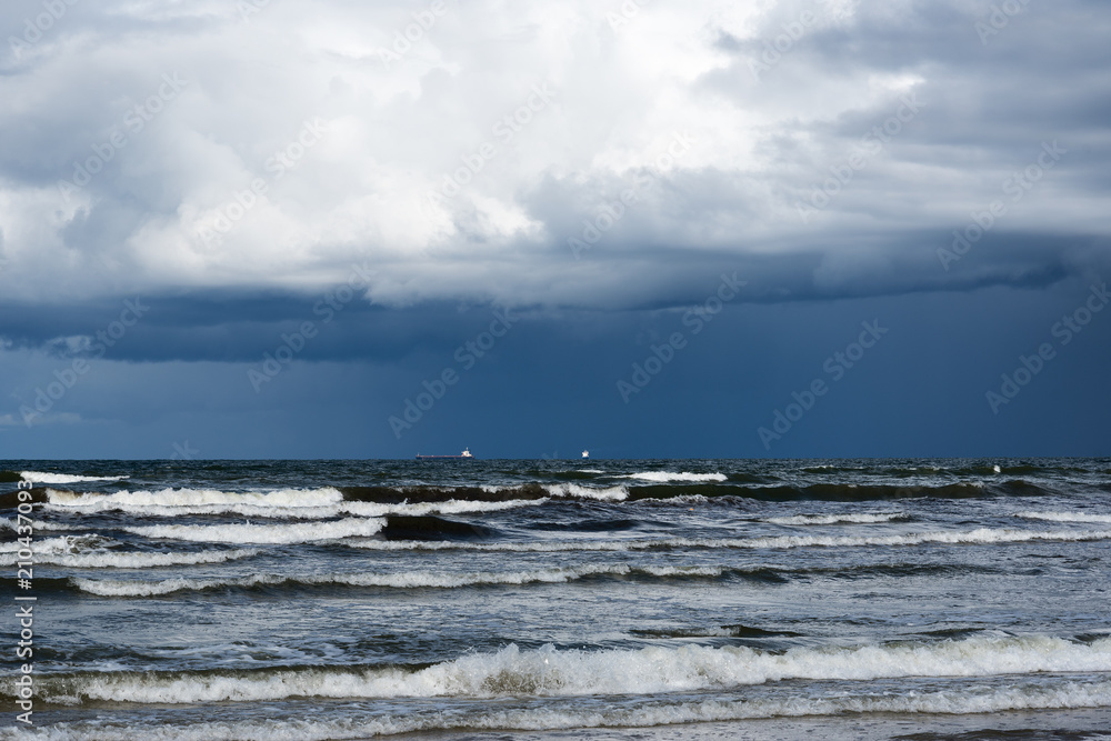 Windy day by Baltic sea, Liepaja, Latvia.