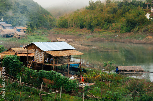 Landscape of local village in mountain Sangkhlaburi, Kanchanaburi, Thailand