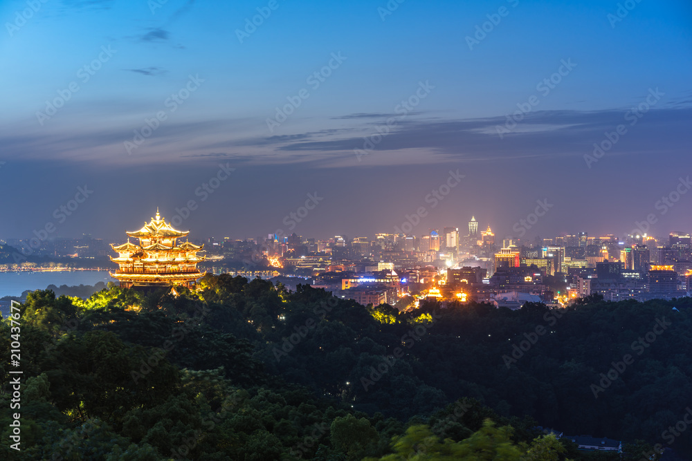 panoramic city skyline in hangzhou china