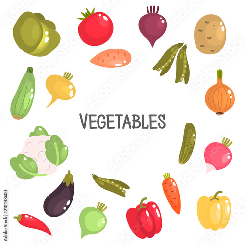 Color flat vegetables icons set